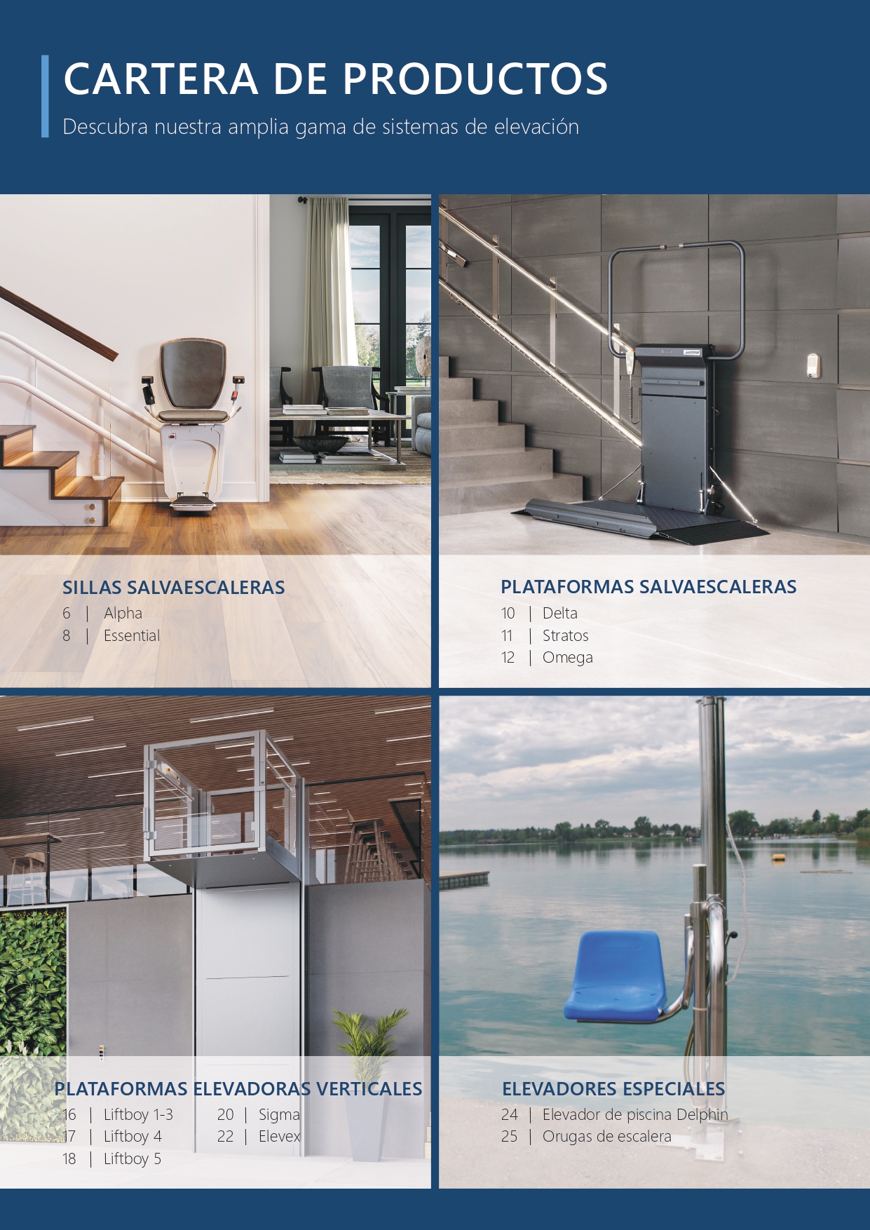 Soluciones salvaescaleras compactas para personas con movilidad reducida.